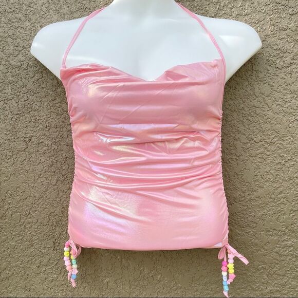 NWT xx Club Ex one night only shimmer beaded halter top Sz L - Picture 1 of 10